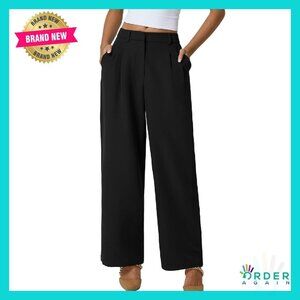 Wide Leg Dress Pants High Waisted Wrinkle Free Work Pants with Pockets